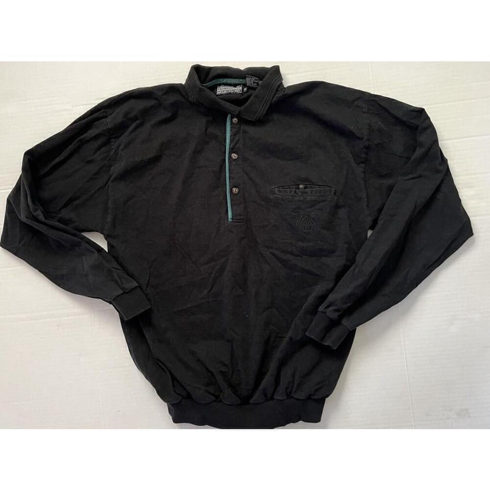 Vtg 80s MEMBERS ONLY BLACK GRANDPA GRUNGE POLO SWEATSHIRT MENS Large Y2K